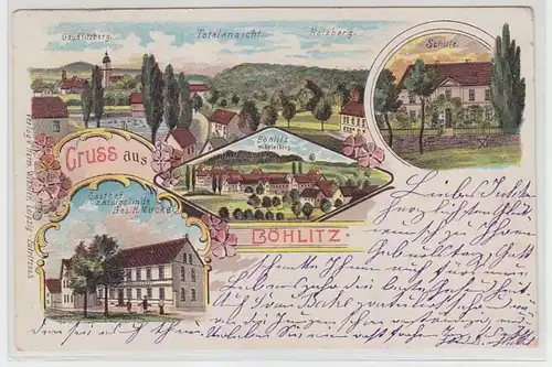 64912 Ak Lithographie Gruss de Böhlitz Gasthof etc. 1902
