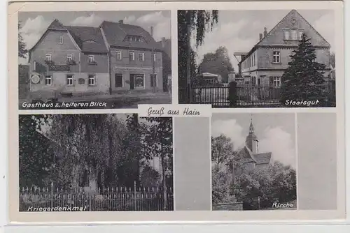 64902 Mehrbild Ak Gruß aus Hain Gasthaus zum heiteren Blick 1943