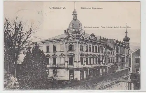 64889 Ak Graslitz städtische Sparkasse 1907