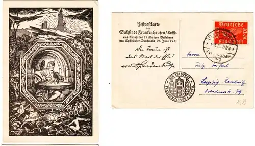 64880 Festpostkarte der Salzstadt Frankenhausen Kyffhäuserflug 1921