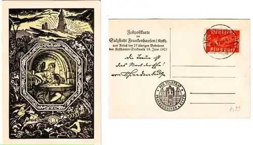 64878 Festpostkarte der Salzstadt Frankenhausen Kyffhäuserflug 1921