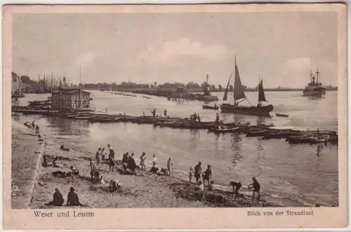 67745 Ak Weser et Lesum Vue de la plage Végésack vers 1930