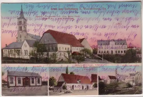 67704 Mehrbild Ak Gruß aus Callenberg b. Waldenburg Sachsen Turnhalle usw. 1914