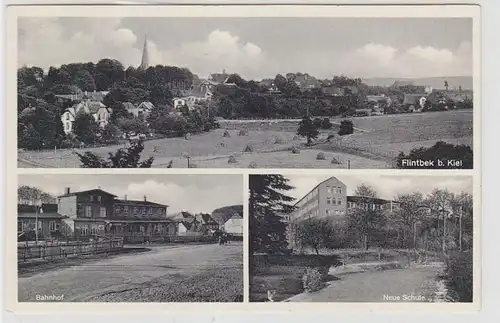 67652 Multi-image Ak Flintbek à Kiel TotalVue, gare, nouvelle école vers 1930