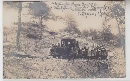 67647 Feldpost Ak Argonnenbahn Postzug Kleinbahn im 1. Weltkrieg