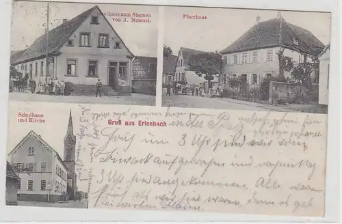 67641 Mehrbild Ak Gruß aus Erlenbach Gasthaus, Schule, Pfarrhaus 1913