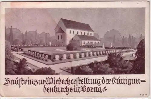 67619 Ak Baustein zur Wiederherstellung der Kunigundenkirche in Borna 1925