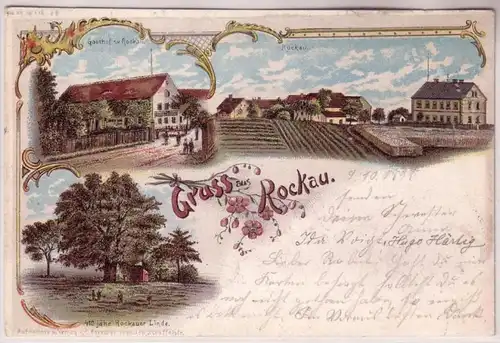67579 Ak Lithographie Gruss aus Rockau bei Dresden 1898