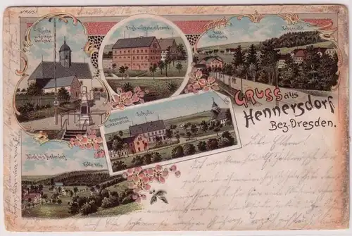 67569 Ak Lithographie Gruss aus Hennersdorf Bez. Dresden 1903