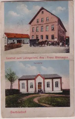 67472 Mehrbild Ak Berbisdorf Gasthof zum Lehngericht und Turnhalle 1921