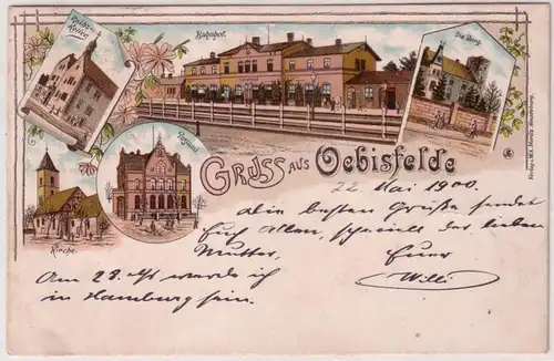 67455 Ak Lithographie Gruss aus Oebisfelde 1900