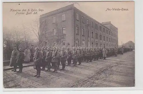 67306 Ak Neu-Weida-Riesa Kaserne des 3. Rekr. Dep. Pionier Batl. 22 von 1916