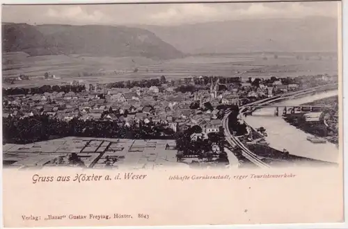 67227 Ak Salutation de Hoxter à la Weser Total Vue vers 1900