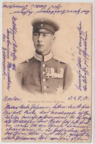 67215 Ak avec portrait du prince héritier Friedrich Wilhelm 1901