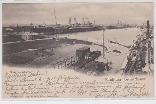 64812 Ak salutation de Bremerhaven nouveau port impérial 1898