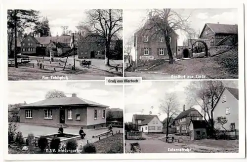 64767 Mehrbild Ak Gruß aus Marbach Gasthof zur Linde, Luisenstraße usw. 1939