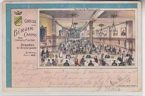 64736 Ak Gruss vom Bürger-Casino Dresden Gr. Brüdergasse 1903