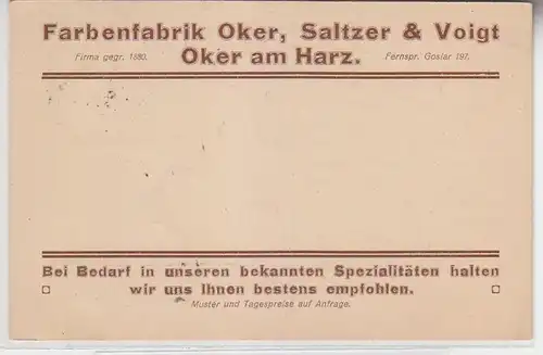 64716 Publicité Ak Oker à l'usine de peinture de résine Saltzer & Voigt 1922