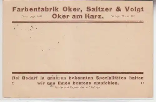 64716 Reklame Ak Oker am Harz Farbenfabrik Saltzer & Voigt 1922