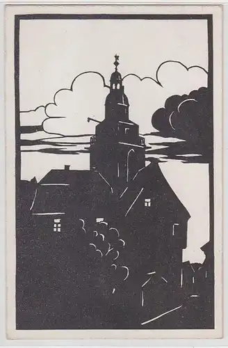 64696 Ak Versichen Stadtkirche selon la coupe originale de ciseaux vers 1930