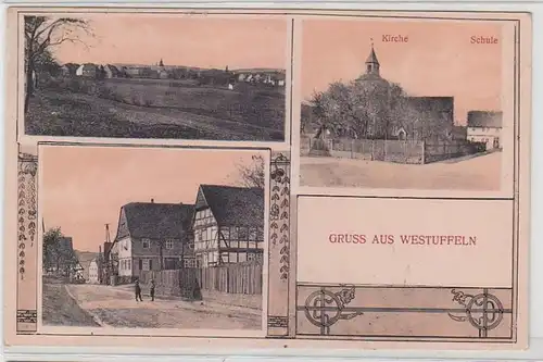 64660 Salutation multi-image Ak de Westuffel église, école, etc. vers 1910