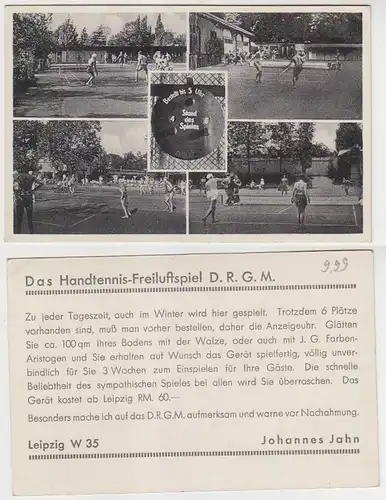64647 Reklame Ak Leipzig "Das Handtennis Freiluftspiel D.R.G.M." um 1930