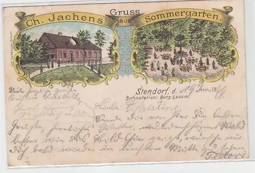 64589 Ak Lithographie Salutation de Ch. Jachens Sommergarten Stendorf près du château de Lesum