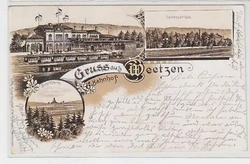 64586 Ak Lithographie Salutation de Weetzen Gare 1898