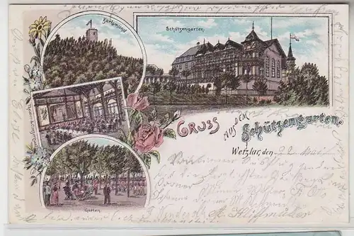 64576 Ak Lithographie Salutation du jardin de protection Wetzlar 1899
