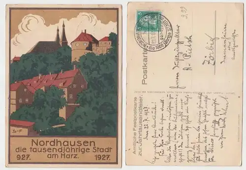 64573 Ak Nordhausen Amtliche Festpostkarte zur Jahrtausendfeier 1927