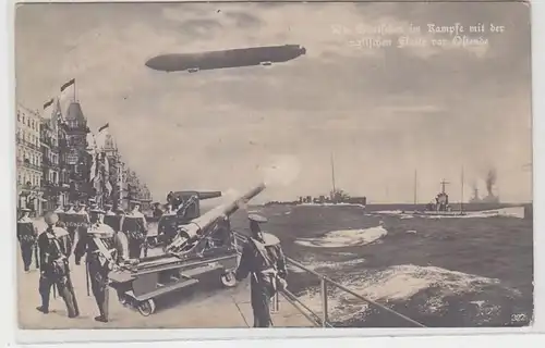 64550 Feldpost Ak La lutte allemande avec la flotte anglaise au large de Ostende 1915