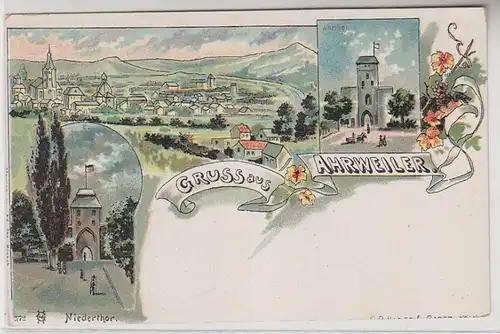 64543 Ak Lithographie Gruss d'Ahrweiler vers 1900
