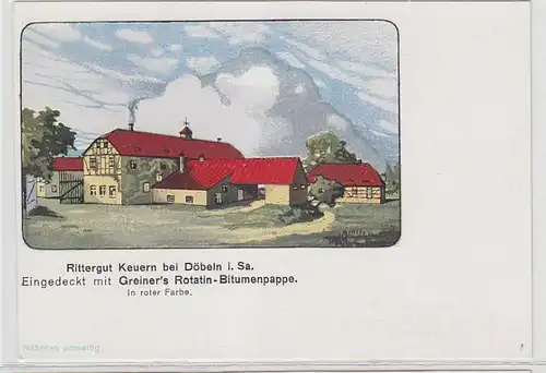 64474 Ak Werbung Greiner Rotatin-Bitumenpappe auf Rittergut Keuern um 1910