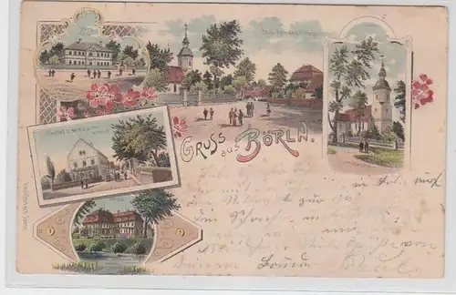 64470 Ak Lithografie Gruss aus Börln Gasthof, Schloß, Schule usw. 1904