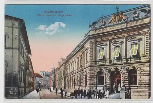 64453 Ak Kaiserslautern Theaterstraße mit Hauptpostamt 1917