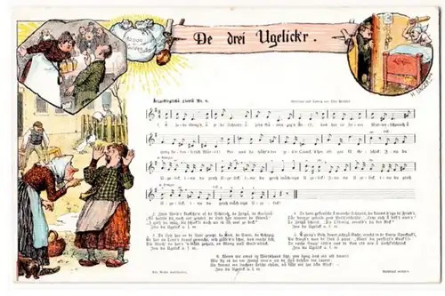 64451 Otto Peuschel Lied Ak "De drei Ugelick'r" um 1920