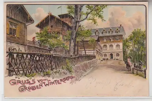 64434 Ak Lithographie Gruss vom grossen Winterberg 1906