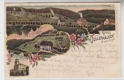 64426 Ak Lithographie Gruss aus Tellerhäuser im sächs. Erzgebirge 1904