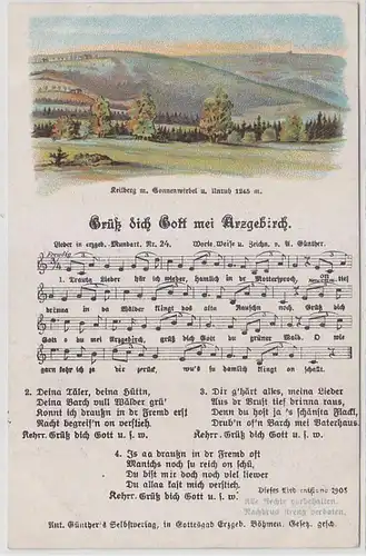 64361 Anton Günther Lied Ak "Grüß dich Gott mei Arzgebirch" um 1920
