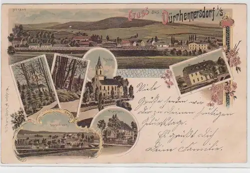 64319 Ak Lithographie Gruss aus Dürrhennersdorf in Sachsen 1900