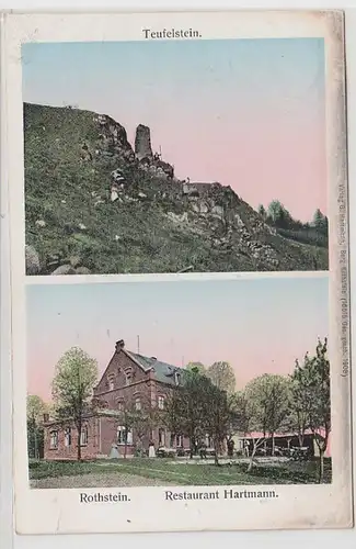 64300 Mehrbild Ak Rothstein Teufelstein, Restaurant Hartmann um 1910
