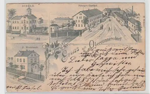 64264 Mehrbild Ak Gruß aus Obercunnersdorf Schule Gasthof usw. 1898