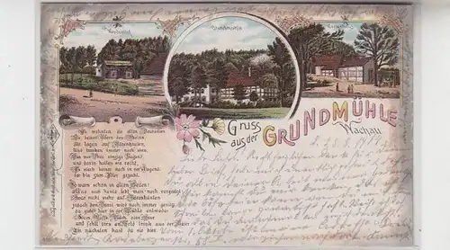 64260 Ak Lithographie Gruß aus der Grundmühle Wachau 1904