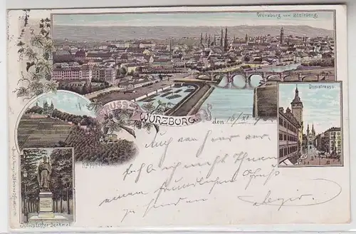64246 Ak Lithographie Gruß aus Würzburg 1896
