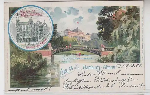 64243 Ak Lithographie Gruss de Hambourg-Altona Wiener Cafe National 1901