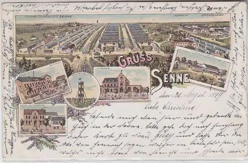 64239 Ak Lithographie Gruß von der Senne Truppenübungsplatz 1897