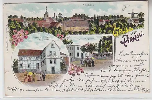 64236 Ak Lithographie Salutation de Pirkau chez Zeitz Gasthaus etc. 1907