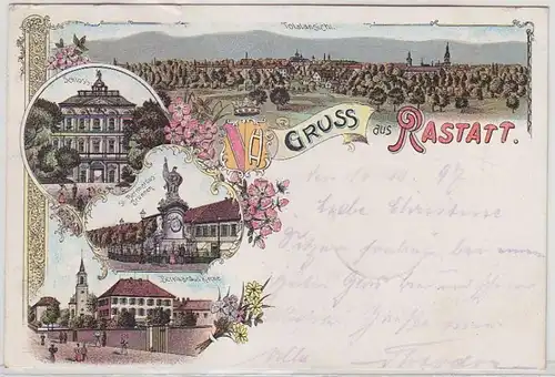 64232 Ak Lithographie Salutation de Rastatt 1897