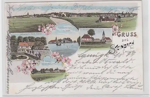 64165 Ak Lithographie Gruß aus Steinbach bei Lausigk 1899