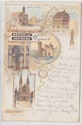 64136 Ak Lithographie Salutation de Nuremberg 1896